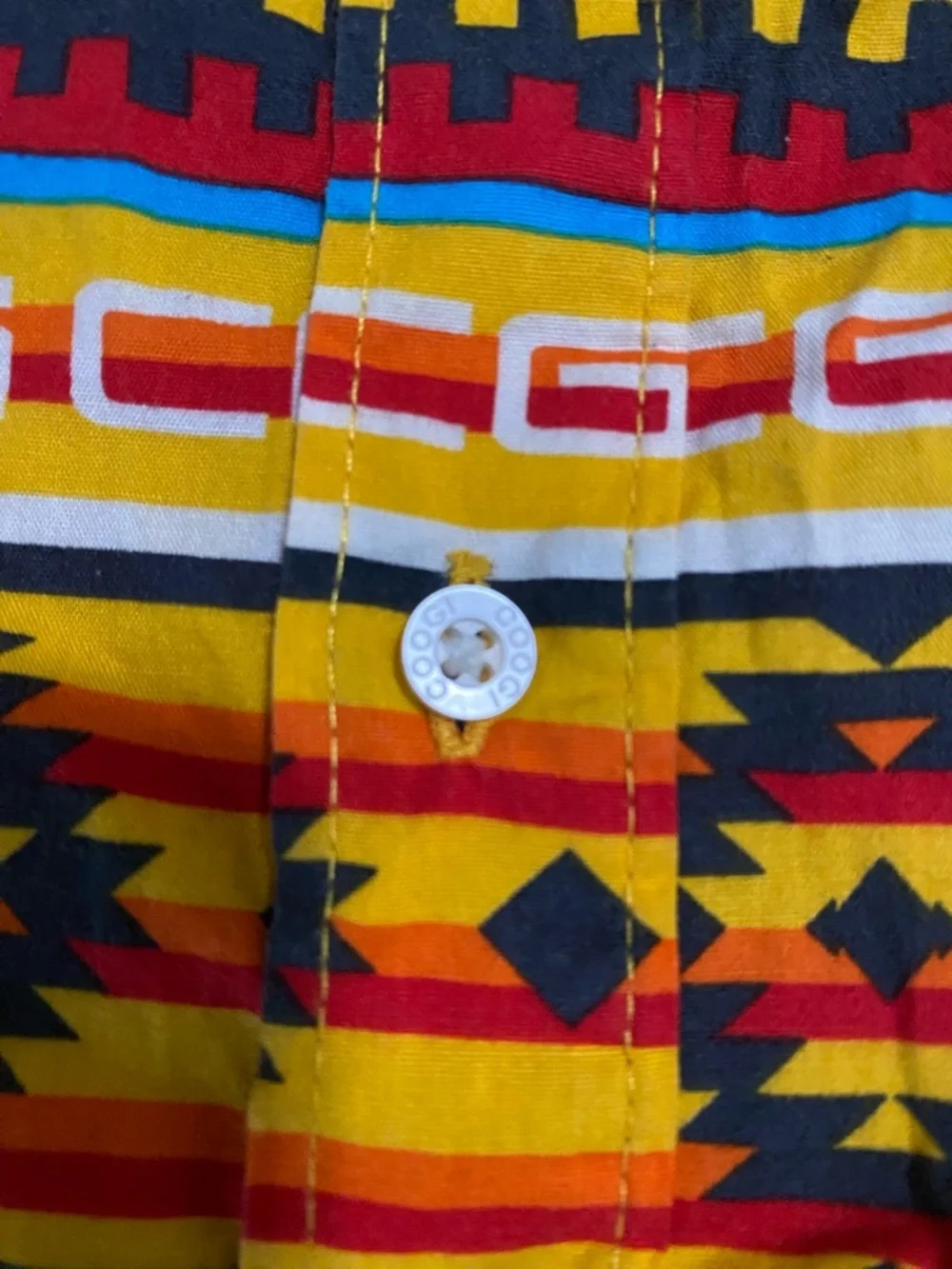 COOGI Spellout Y2K Aztec Pearl Button Down Long Sleeve Roll Tab Boys 3T Shirt